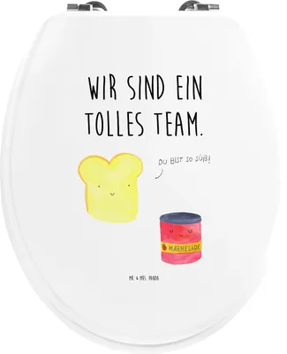 Produktbild von Mr. & Mrs. Panda Toilettendeckel Toast Marmelade - Weiß - Geschenk, Klo-Deckel, Lustige Sprüche, Brot, Süß, Toastbrot, Klobrille, Klodeckel, Küche Deko, WC Deckel, Brille