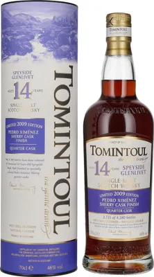 Produktbild von Tomintoul 14 Years Old PX SHERRY QUARTER CASK Finish 2009 46% Vol. 0,7l in Geschenkbox