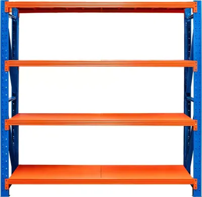 Zdjęcie produktu dla Regał metalowy magazynowy warsztatowy 4-półkowy Mega-M FORTIS LIGHT 200x200x50 cm moduł bazowy 800kg