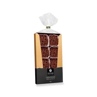 Obrázek produktu pro Peters Cappuccino Valley máslové křehké pečivo s mléčnou čokoládou 85g
