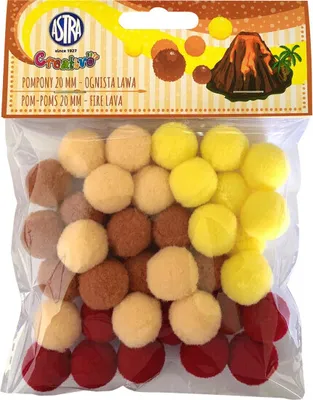 Produktbild von Dekorative Pompons „Feuerlava Astra“, 20 mm