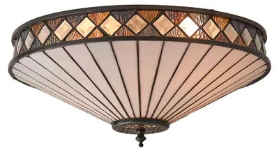 Obrázek produktu pro Kruhový stropní svítidlo FARGO, hnědé, 2xE27x20W, sklo, rozměry: 17x41,5x41,5 cm, IP20, Tiffany