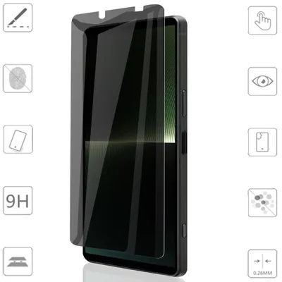 Productafbeelding van Beschermfolie van gehard glas voor Sony Xperia 1 VII, 2.5D, 0,26 mm, privacybescherming (H9), transparant. Accessoire