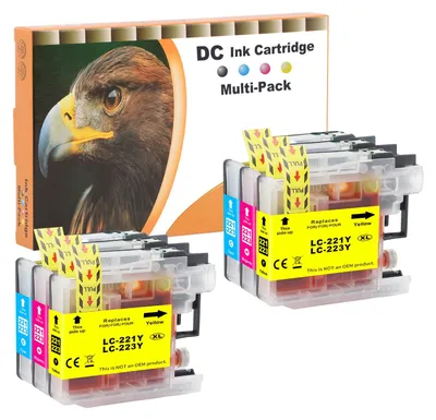 Image de Lot de 6 cartouches d'imprimante compatibles avec Brother LC-221 LC-223 XL, pour les modèles Brother MFC-J5320DW, MFC-J5620DW, MFC-J5625DW, MFC-J5720DW, MFC-J680DW, MFC-J880DW, DCP-J562DW, MFC-J4120DW, MFC-J4420DW, MFC-J4425DW
