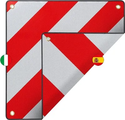 Produktbild von Heckwarnschild Aluminium 50x50cm für Italien/Spanien 2 in 1