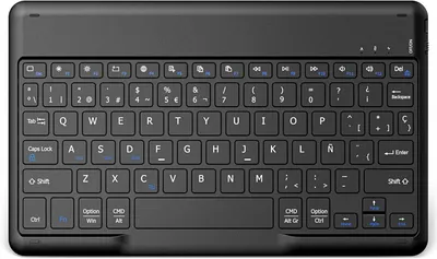 Produktbild von Dünne QWERTY Bluetooth-Tastatur für iPad und Android-Tablet, spanisch