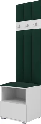 Produktbild von Garderoben-Set Nela IV LUX, gepolsterte Garderobe 50 cm mit Sitzbank, Wandpaneelen und Stauraum (Farbe: Weiß + Trinity 28)