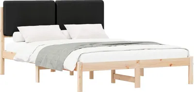 Obrázek produktu pro Rám postele s čalouněným čelem s čelo Černá 160 x 200 cm