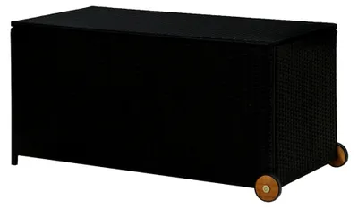 Produktbild von Garten Aufbewahrungsbox Kissenbox Gartentruhe Schwarz 120x65x61cm Poly Rattan