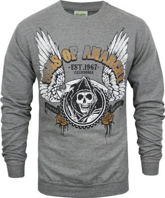 Produktbild von Pánsky pulóver Sons Of Anarchy, motív Grim Reaper s krídlami NS4032 (S) (Grey)
