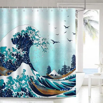 Produktbild von Famanu Duschvorhang Wellenmuster - 180 x 180 cm