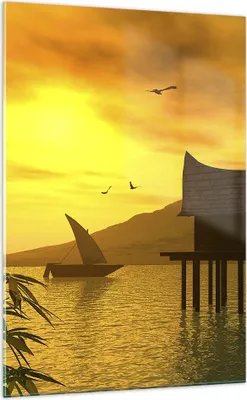 Produktbild von Bilder auf glas - Einteilig - Asien Berg Meer Felsen - 70x100cm - Glasbilder - Wandbilder - Bilder - zum Aufhängen bereit - Wanddekoration aus Glas - Glas Bilder - Wandbild auf Glas - GPA70x100-0363
