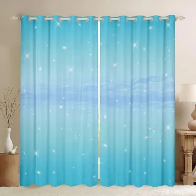Verdunkelnde Vorhänge Regenbogen Blau 2er-Set 132x160 cm