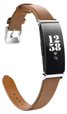 Produktbild von MoKo Leder Armband Kompatibel mit Fitbit Inspire 2/HR/Inspire, Klassisches Leder Ersatzarmband Uhrenarmband Lederarmband für Damen Herren, Braun