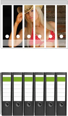 Produktbild von Wallario 6 Stück breite Ordner inkl. Klebeetiketten mit Motive Westerngirl -  Set mit Rückenschildern / Ordnerrücken Stickern
