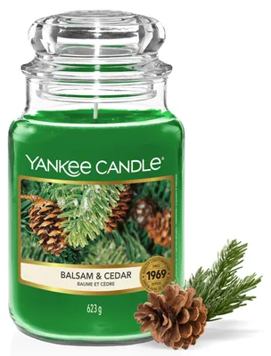 Produktbild von Yankee Candle Duftkerze im Glas (groß) | Balsam & Cedar | Kerze mit langer Brenn