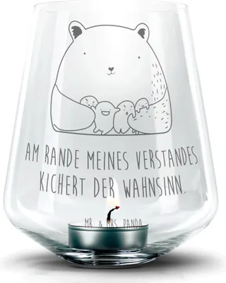 Produktbild von Mr. & Mrs. Panda Glas Windlicht Bär Gefühl - Transparent - Geschenk, Wahnsinn, Teelichthalter, Laterne, Teddy, Kerzenhalter, Kerzenglas, Durchgedreht, Verrückt