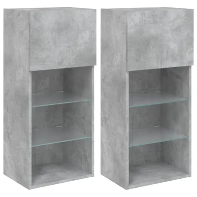 Immagine prodotto di vidaXL Mobili TV con luci LED 2 pz. Grigio cemento 40,5x30x90 cm