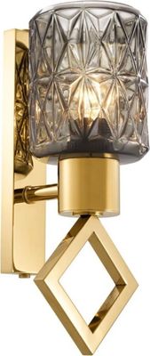 Casa Padrino Wandleuchte Gold 14 x 16 x H. 33,5 cm - Luxus Wandlampe mit Glas Lampenschirm