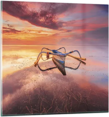 Produktbild von Bilder auf glas - Einteilig - £ódŸ Westen Die Sonne - 70x70cm - Glasbilder - Wandbilder - Bilder - zum Aufhängen bereit - Wanddekoration aus Glas - Glas Bilder - Wandbild auf Glas - GAC70x70-4433