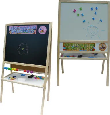 Obrázek produktu pro Dětská magnetická tabule 3v1 přírodní - výška 109 cm