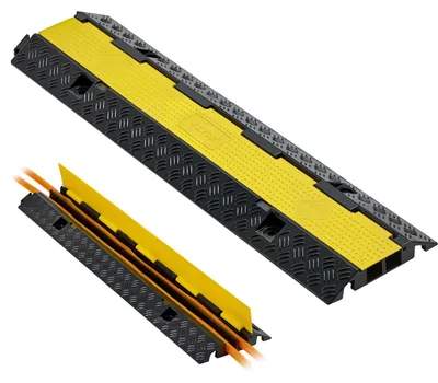 Image de VEVOR Pont de câble 1005 mm, 9979 kg, 2 canaux (32x31 mm) protection anti-franchissement en caoutchouc, protection contre les trébuchements, couvertures de sol, pour les zones à seuil élevé, maison, bureau, entrepôt, 1 pièce