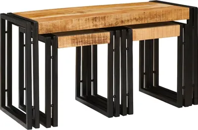 Immagine prodotto di vidaXL Set di 3 tavolini impilabili, marrone e nero, 82 x 40 x 45 cm