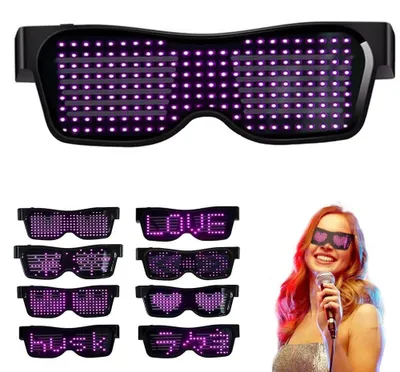 LED-Bluetooth-Brille, USB-wiederaufladbar, 4 Modi, für Party & Halloween