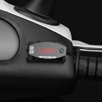 Obrázok produktu pre Motocyklový multifunkčný 2 v 1 digitálnom displeji Voltmeter + elektronické hodiny, 6-30V IP67