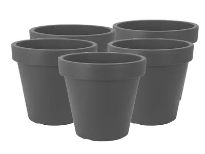 Produktbild von Set von 5 Stück Plastikblütenpot -Anthrazit Ø39 cm - doppelte Walled - Höhe 34 cm