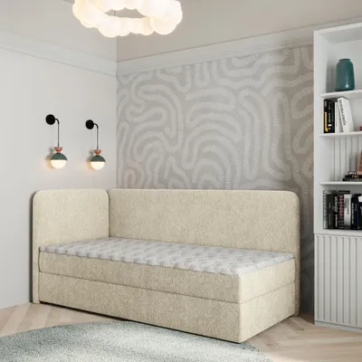 Produktbild von Masseno Boxspringbett GINA 90x200 cm Komplett-Set mit Bonell Matratze und Topper, Polsterbett mit Bettkästen -Creme, QUELLE 02