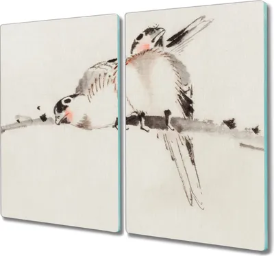 Produktbild von Coloray Herdabdeckplatte 2x30x52 cm Schneidebrett Kochplattenabdeckung Küchenbrett Hackbrett - Tier Vogel