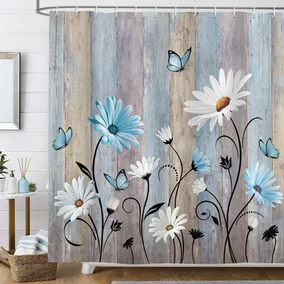 Produktbild von Wasserdichte Duschvorhang, 180x180 cm, mit Blumenmuster