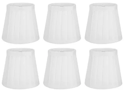Lampenschirm-Set, 6 Stück, E14, Stoff, Weiß, 8,5 cm