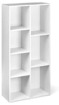 Zdjęcie produktu dla A. Półka na książki z 7 przegródkami, biała, 50 x 24 x 106 cm
