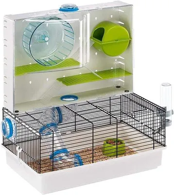 Produktbild von Hamster- und Mäusekäfig mit Spielbereich und Zubehör 46 x 29 x 54 cm Schwarz.