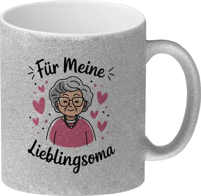 Produktbild von Für meine Lieblingsoma Glitzer-Kaffeebecher