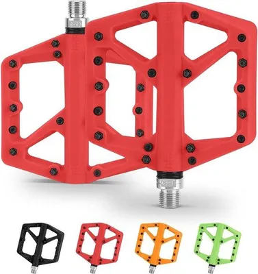 Produktbild von Famanu Mountainbike Pedalen Antislip - 9/16 Zoll, Leicht und Breite Plattformpedalen - Rot