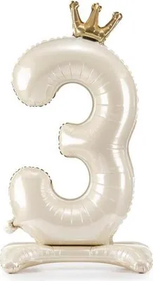 Image de Ballon de stand en film plastique chiffre "3", 84 cm, crème clair