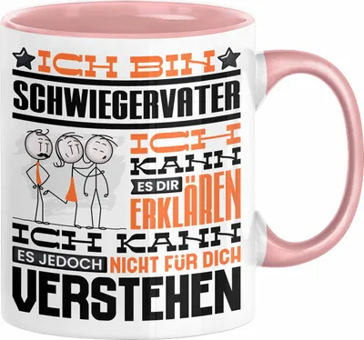 Produktbild von Schwiegervater Geschenk Kaffee-Tasse Geschenkidee für Schwiegervater Ich Bin Schwiegervater Ich Kann Es Dir Erklären Jedoch Nicht Für Dich Verstehen Spruch Lustig (Rosa)