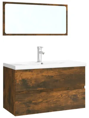 Produktbild von vidaXL Badmöbel-Set Räuchereiche Holzwerkstoff
