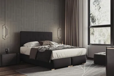 Produktbild von Lupin Boxspringbett 140 x 200 Schwarz Polsterbett H3 Matratze mit Topper