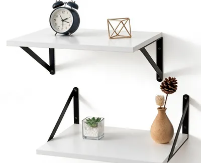 Wandregal-Set 2er-Pack, 40 x 20 cm, weiß, Holz & Metall