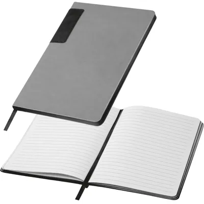 Produktbild von Notizbuch mit farbigen Rand / DIN A5 / 160 linierte Seiten / Farbe: grau-schwarz
