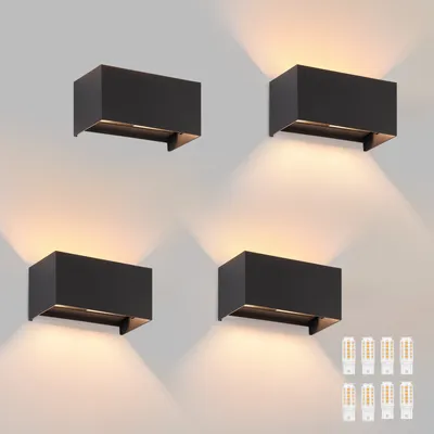 Produktbild von ZMH LED Wandleuchte 4ER Aussen Wandlampe Schwarz Up und Down Außenlampe IP65 Wasserdicht Warmweiß G9 Einstellbar Lichtstrahl Wandstrahler für Wohnzimmer Garten Terrasse Flur