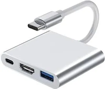 Productafbeelding van USB-C-hub, 3-in-1 adapter - met 4K-ondersteuning - dockingstation voor laptop, beeldscherm en apparaten