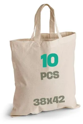 Zdjęcie produktu dla SCANDBAGS – Torby bawełniane – dostępne w opakowaniach po 5, 10 lub 25 sztuk – z krótkimi rączkami – wykonane z materiałów przyjaznych dla środowiska