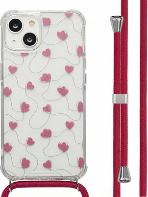 Produktbild von imoshion Design Hülle mit Band iPhone 14 - Dusty Rose Connected Hearts