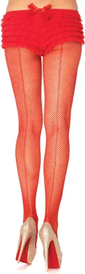 Produktbild von Netzstrumpfhose mit Naht in Rot