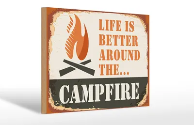 Produktbild von Holzschild Camping 30x20cm Campfire life is better Outdoor